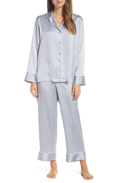 Shop Natori Labyrinth Satin Pajamas In Smoky Iris