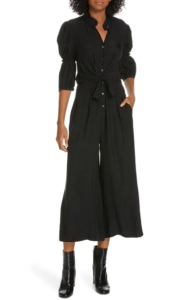 Shop Rebecca Taylor Silk Jacquard Jumpsuit In Black