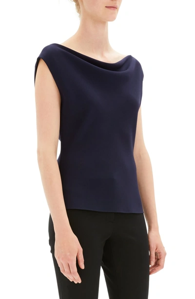 Shop Theory Draped Boat Neck Top In Deep Royal