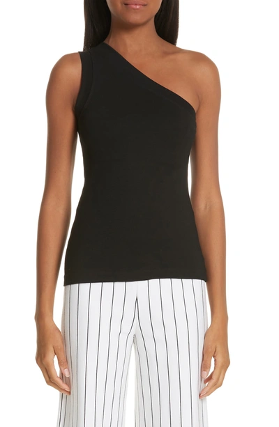 Shop Rosetta Getty One-shoulder Jersey Top In Black