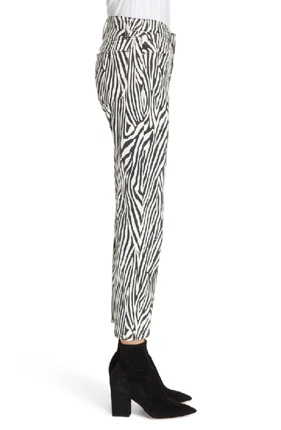 Shop Frame Le High Straight Zebra Crop Jeans In Noir Multi
