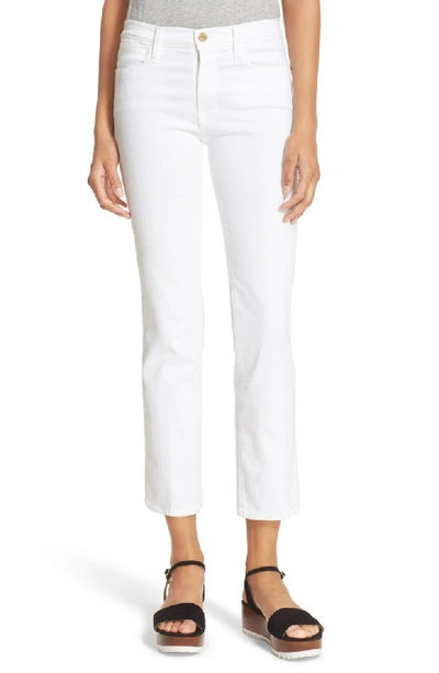 Shop Frame Le High Straight High Rise Jeans In Blanc