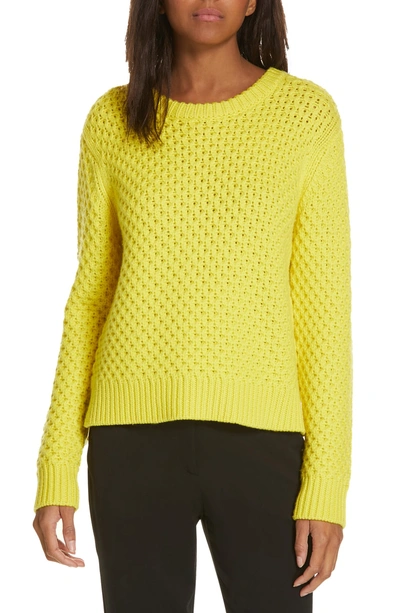 Shop Tory Burch Honeycomb Knit Sweater In Stellar Yellow