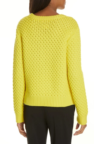 Shop Tory Burch Honeycomb Knit Sweater In Stellar Yellow