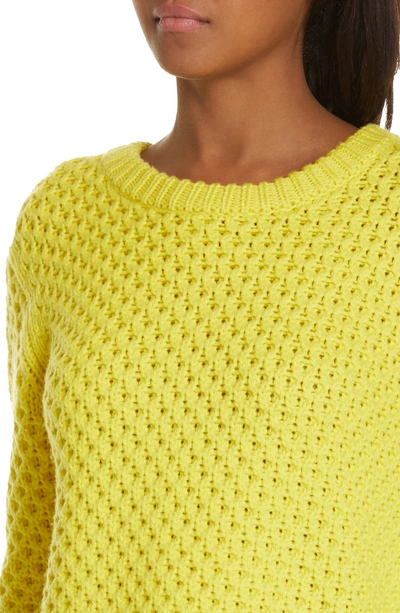 Shop Tory Burch Honeycomb Knit Sweater In Stellar Yellow