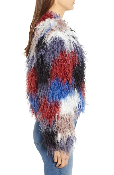 Shop Astr Shaggy Faux Fur Jacket In Blue Multi