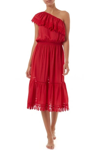 Shop Melissa Odabash Jo One-shoulder Cover-up Dress In Red