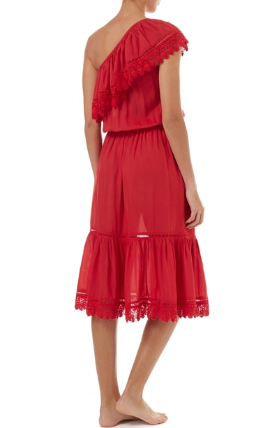 Shop Melissa Odabash Jo One-shoulder Cover-up Dress In Red