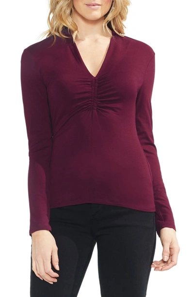 Shop Vince Camuto Ruched Detail Top In Manor Red