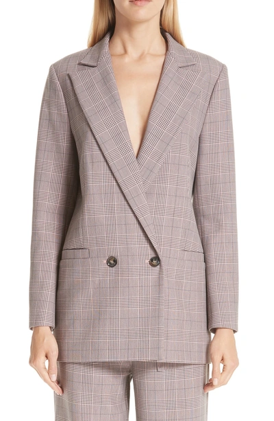 Shop Ganni Suiting Blazer In Silver Pink 499