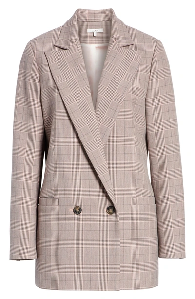 Shop Ganni Suiting Blazer In Silver Pink 499