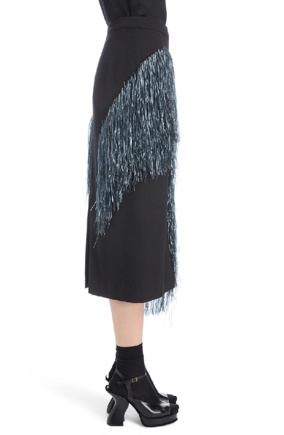 Shop Dries Van Noten Raffia Fringe Skirt In Anthracite