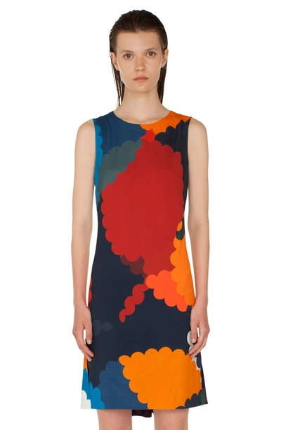Shop Akris Punto Nuvola Print Shift Dress In Blu Mare-multicolor