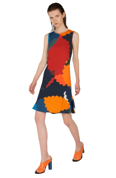 Shop Akris Punto Nuvola Print Shift Dress In Blu Mare-multicolor