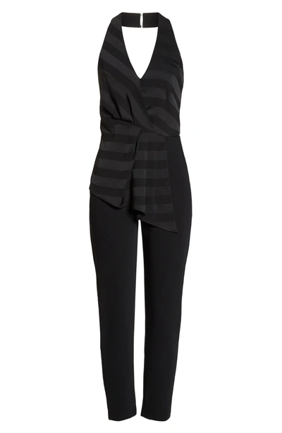 Shop Harlyn V-neck Stripe Top Jumpsuit In Black