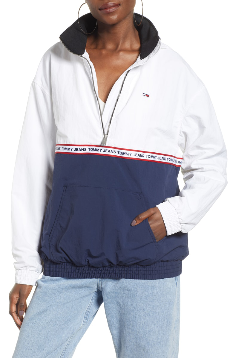tommy jeans logo tape fleece sweatshirt