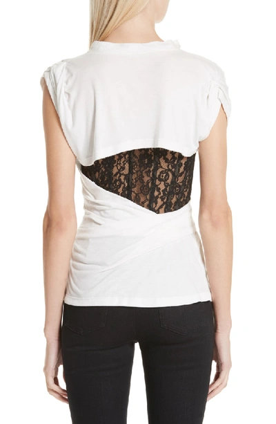 Shop Alexander Wang Slashed Corset Lace Inset Tee In White