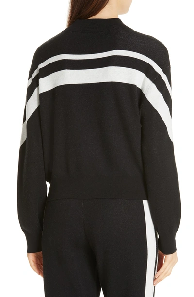 Shop Atm Anthony Thomas Melillo Metallic Stripe Cotton Blend Sweater In Black/ Chalk Combo