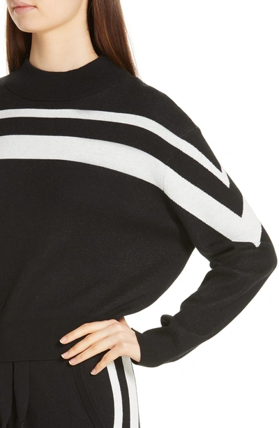 Shop Atm Anthony Thomas Melillo Metallic Stripe Cotton Blend Sweater In Black/ Chalk Combo