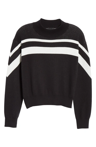 Shop Atm Anthony Thomas Melillo Metallic Stripe Cotton Blend Sweater In Black/ Chalk Combo