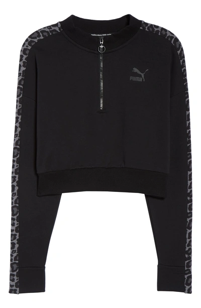 Shop Puma Wild Pack T7 Cropped Quarter Zip Pullover In Cotton Black