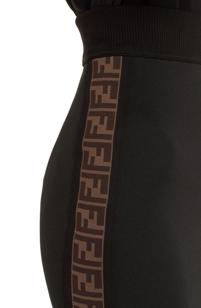Shop Fendi Logo Stripe Jersey Pencil Skirt In Black