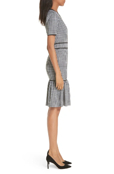 Shop Michael Kors Gingham Ruffle Hem Dress In Black