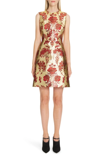 Shop Dolce & Gabbana Metallic Jacquard A-line Dress In S8351 Jacquard Lurex Floral