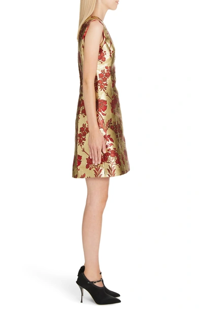 Shop Dolce & Gabbana Metallic Jacquard A-line Dress In S8351 Jacquard Lurex Floral