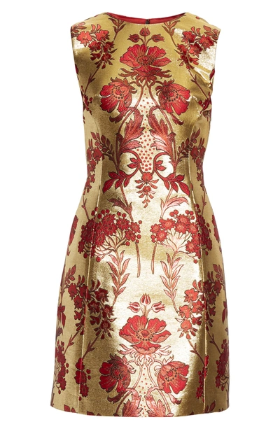 Shop Dolce & Gabbana Metallic Jacquard A-line Dress In S8351 Jacquard Lurex Floral