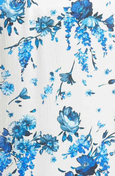 Shop Adam Lippes Ruffle Detail Silk Skirt In Ivory/ Blue