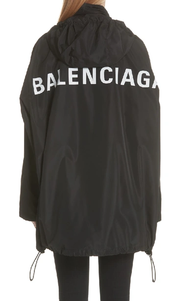 Shop Balenciaga Back Logo Windbreaker Jacket In Noir