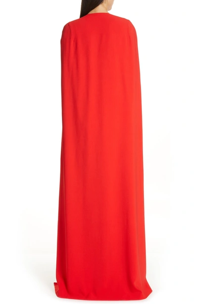 Shop Stella Mccartney Violet Cape Sheath Gown In Scarlet