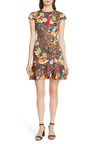 Shop Alice And Olivia Kirby Ruffle Hem Dress In Floral Melody Multi