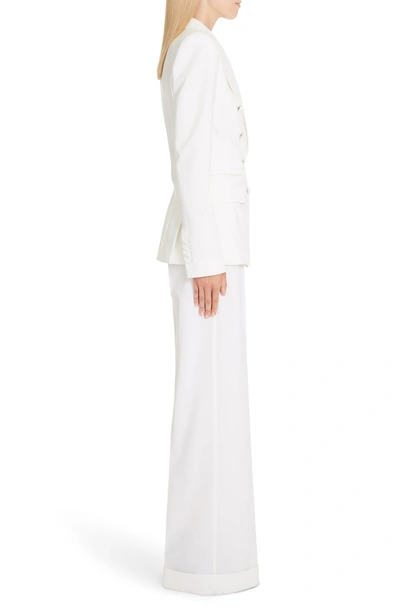 Shop Dolce & Gabbana Double Breasted Stretch Wool Blend Jacket In W0001 White