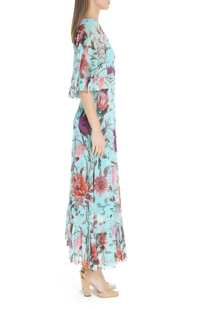 Shop Fuzzi Floral Tulle Ruffle Maxi Dress In Limpido