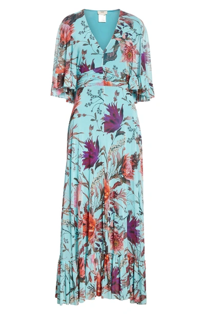 Shop Fuzzi Floral Tulle Ruffle Maxi Dress In Limpido