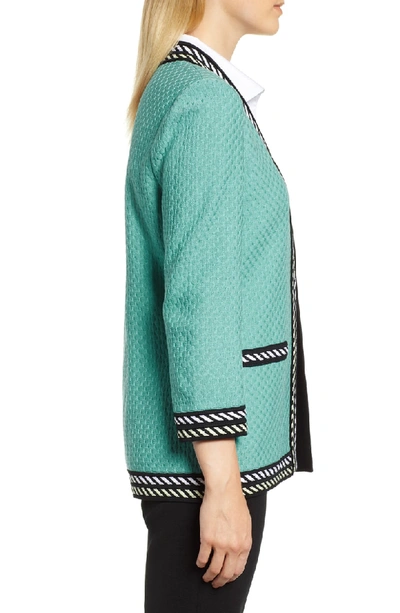 Shop Ming Wang Stripe Trim Jacquard Knit Jacket In Multi
