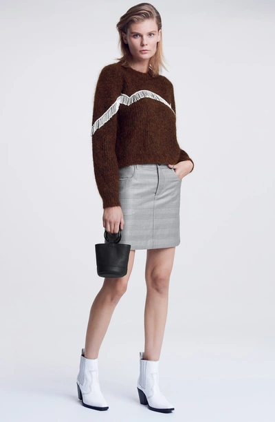Shop Ganni Silk & Wool Suiting Skirt In Paloma Melange 921