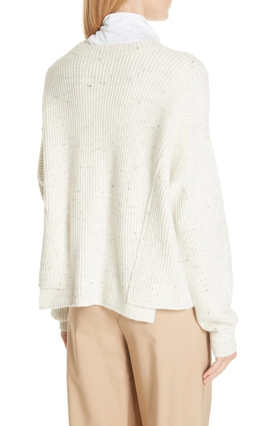 Shop Vince Wool Cotton Cashmere Overlap Sweater In Cream