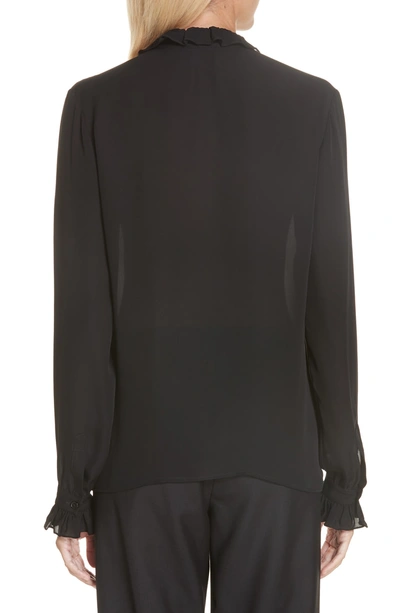 Shop Nili Lotan Esther Ruffle Trim Silk Top In Black