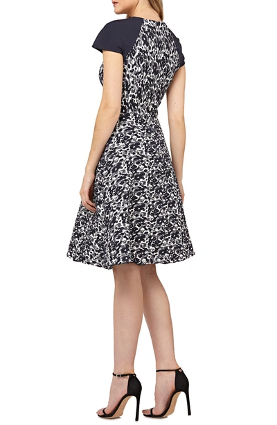 Shop Kay Unger Cutout Cocktail Dress In Navy Multi