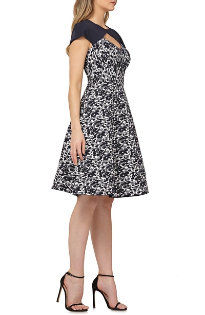 Shop Kay Unger Cutout Cocktail Dress In Navy Multi