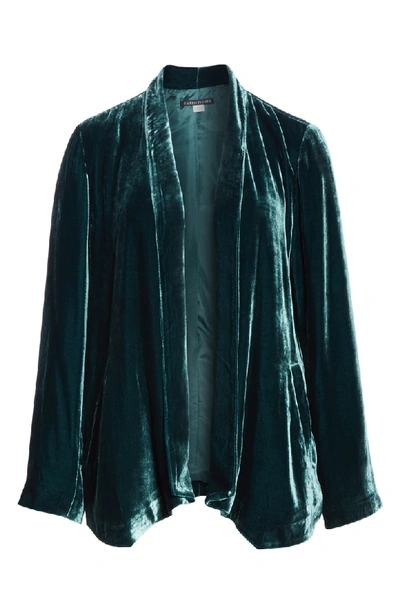 Shop Eileen Fisher Angled Front Velvet Jacket In Pine