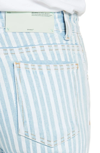 Shop Off-white Diagonal Stripe Crop Jeans In Bleach Light