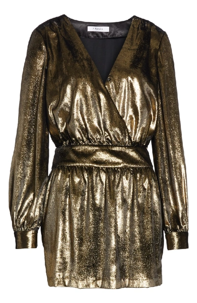 Shop Frame Metallic Velvet Minidress In Gold