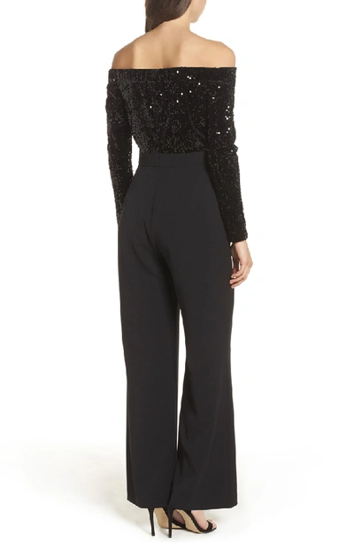 Shop Eliza J Off The Shoulder Wide Leg Jumpsuit In Black