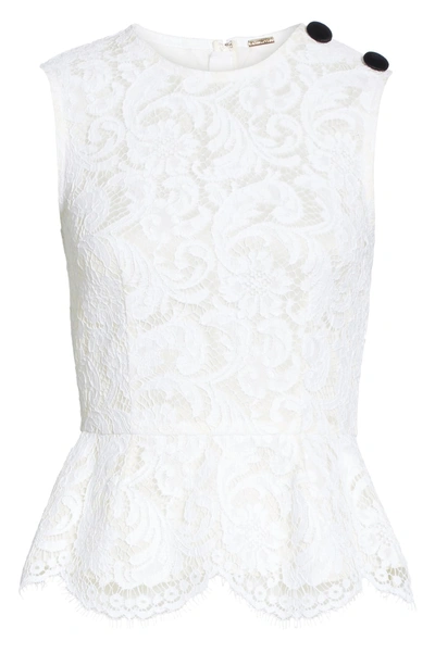 Shop Adam Lippes Corded Lace Peplum Top In White