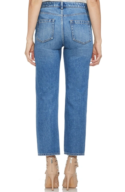 Shop Vince Camuto Tapestry Patchwork Crop Straight Leg Jeans In Indigo River