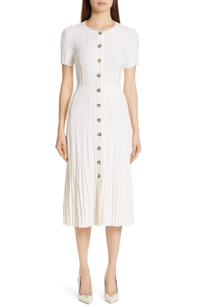 Shop Altuzarra Knit Button Front Dress In 102 Ivory